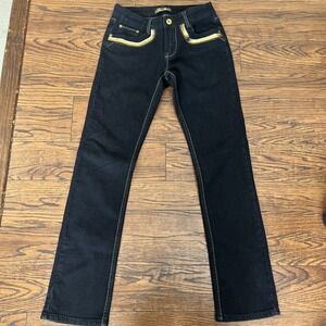 Vintage Paco Jeans Dark Wash Gold Silver Sequence Size 9 EUC